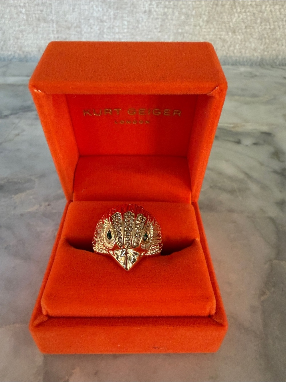 Kurt Geiger Gold-Tone Crystal Eagle Ring - Gold Size 8 NIB